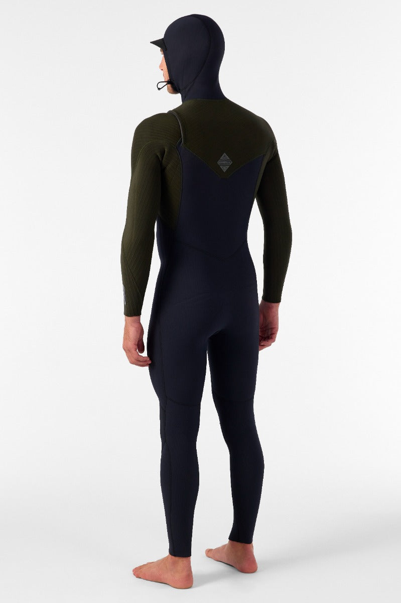 O'Neill Hyperfreak 5/4+ Chest Zip W/Hood Wetsuit (Black/Ranger) - Wet N Dry Boardsports 2