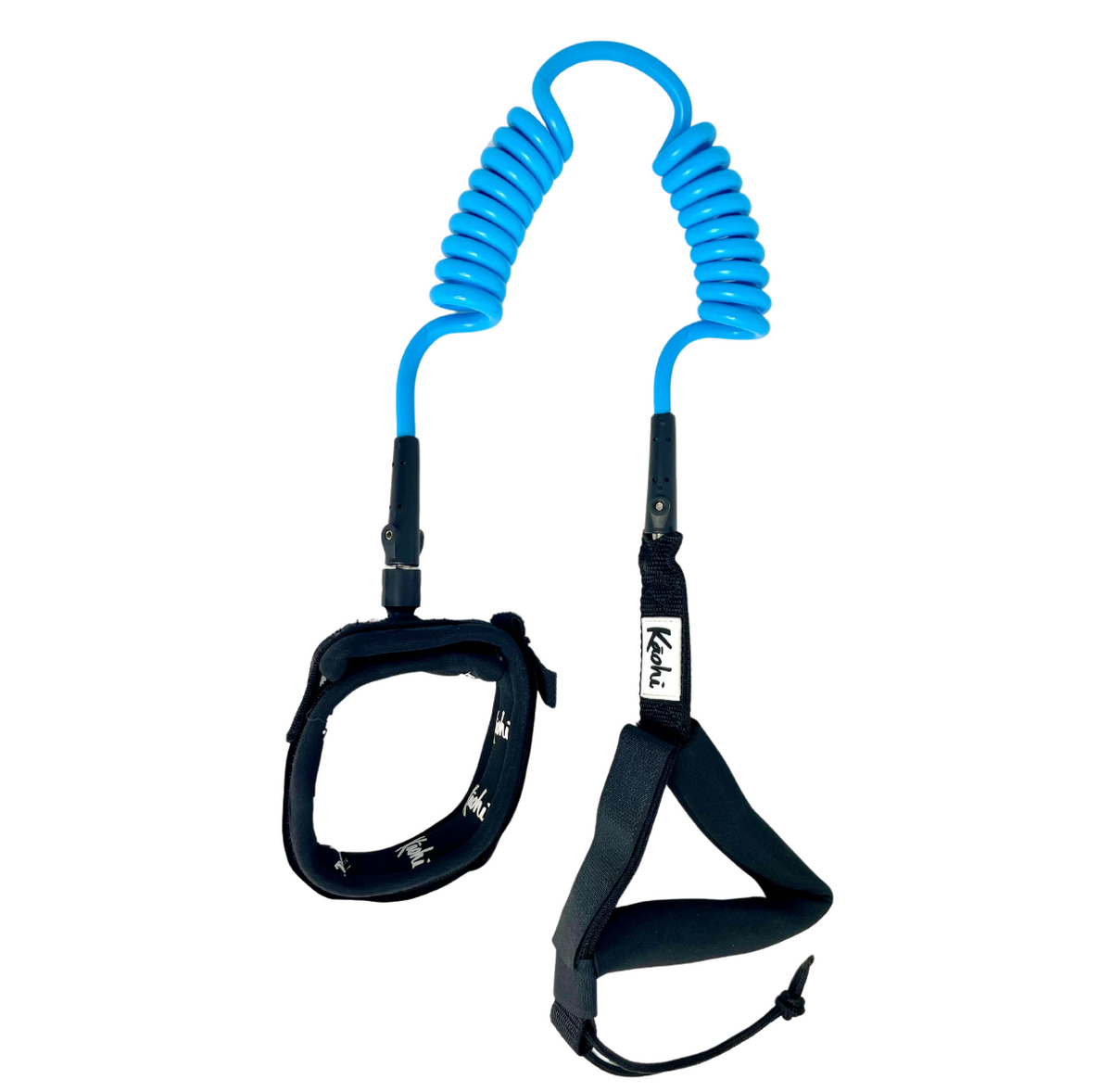 Kāohi Grip Double Coil Ankle Leash 6' (Blue) - Wet N Dry Boardsports