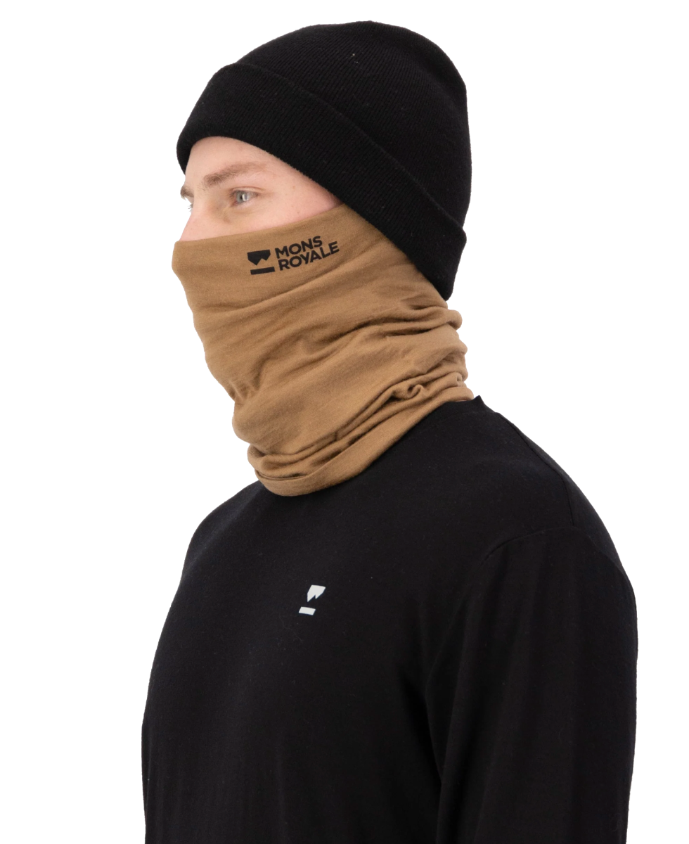 Mons Royale Double Up Merino Neckwarmer (Toffee) - Wet N Dry Boardsports 3
