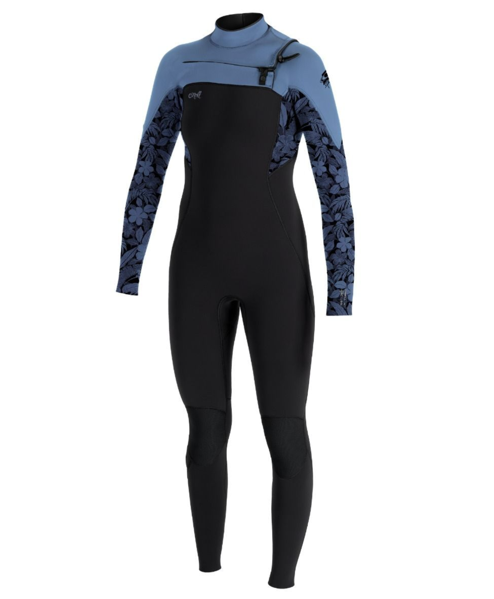 O'Neill Womens Epic 4/3mm Chest Zip Wetsuit (Black/Stormy Palm) - Wetndry Boardsports
