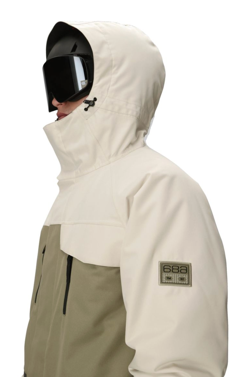 686 Geo Insulated Snowboard/Ski Jacket (Limestone Colorblock) - Wetndry Boardsports - Hood