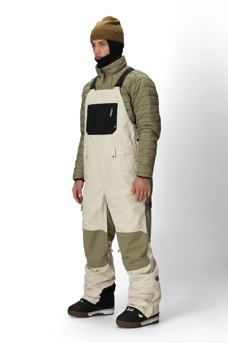 686 Hot Lap Insulated Snowboard/Ski Bib Pant (Limestone Colorblock) - Wetndry Boardsports - Front