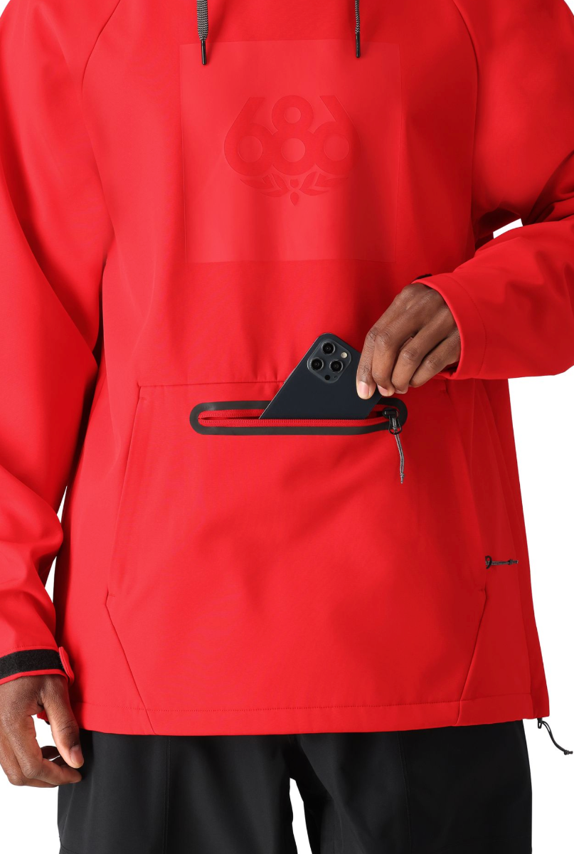 686 Waterproof Snowboard/Ski Hoody (True Red) - Wetndry Boardsports - Pocket