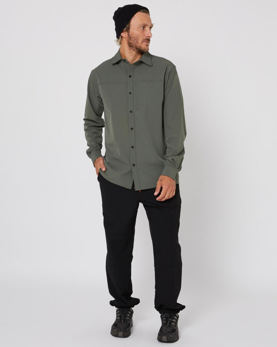 Follow Sun Shirt L/S (Olive) - Wet N Dry Boardsports 1