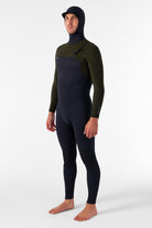 O'Neill Hyperfreak 5/4+ Chest Zip W/Hood Wetsuit (Black/Ranger) - Wet N Dry Boardsports 5