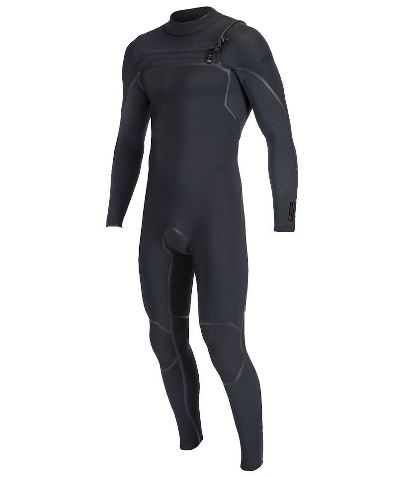O'Neill Hyperfreak Fire 5/4+ Chest Zip Wetsuit (Black/Black) - Wetndry Boardsports - Front