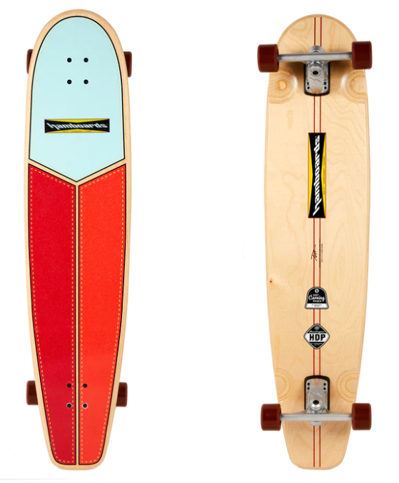 Hamboards Carving Huntington Hop 3'9" Longboard (Light Blue Orange Red) - Wet N Dry Boardsports