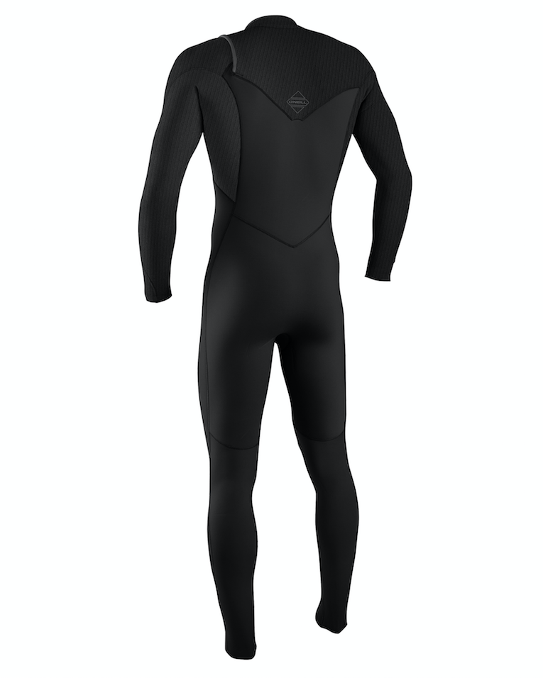 O'Neill Hyperfreak 4/3+mm Chest Zip Wetsuit (Black/Black) - Wetndry Boardsports - Back