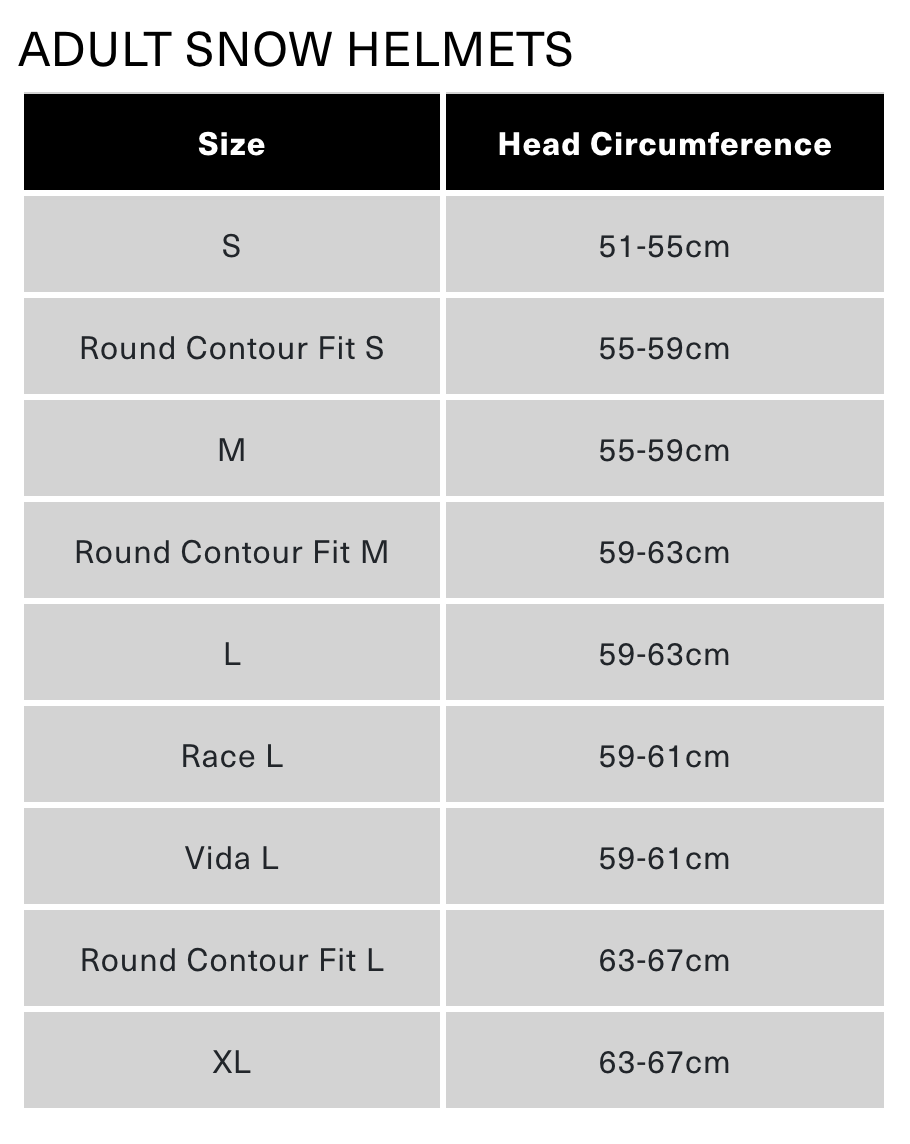 Smith Rodeo Helmet (Matte Blue) size chart- Wet N Dry Boardsports
