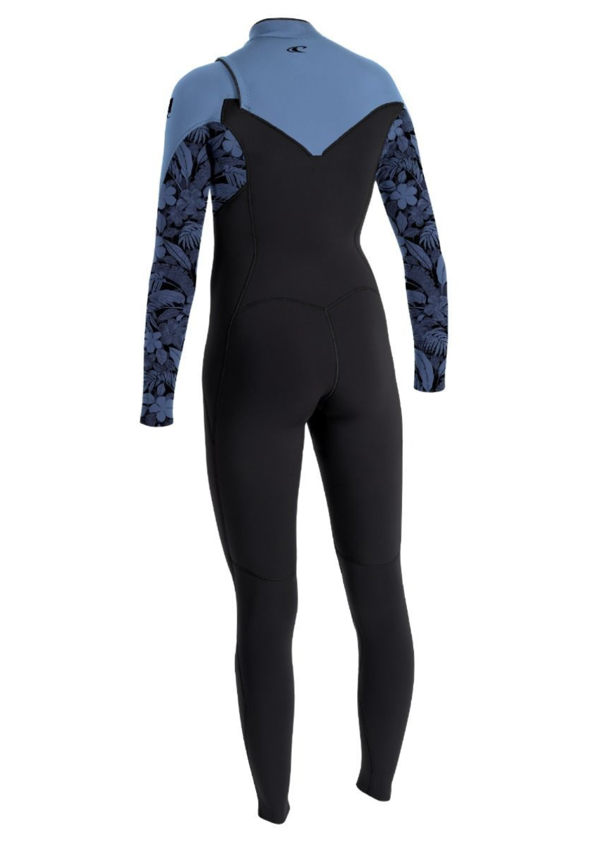 O'Neill Womens Epic 4/3mm Chest Zip Wetsuit (Black/Stormy Palm) - Wetndry Boardsports - Back