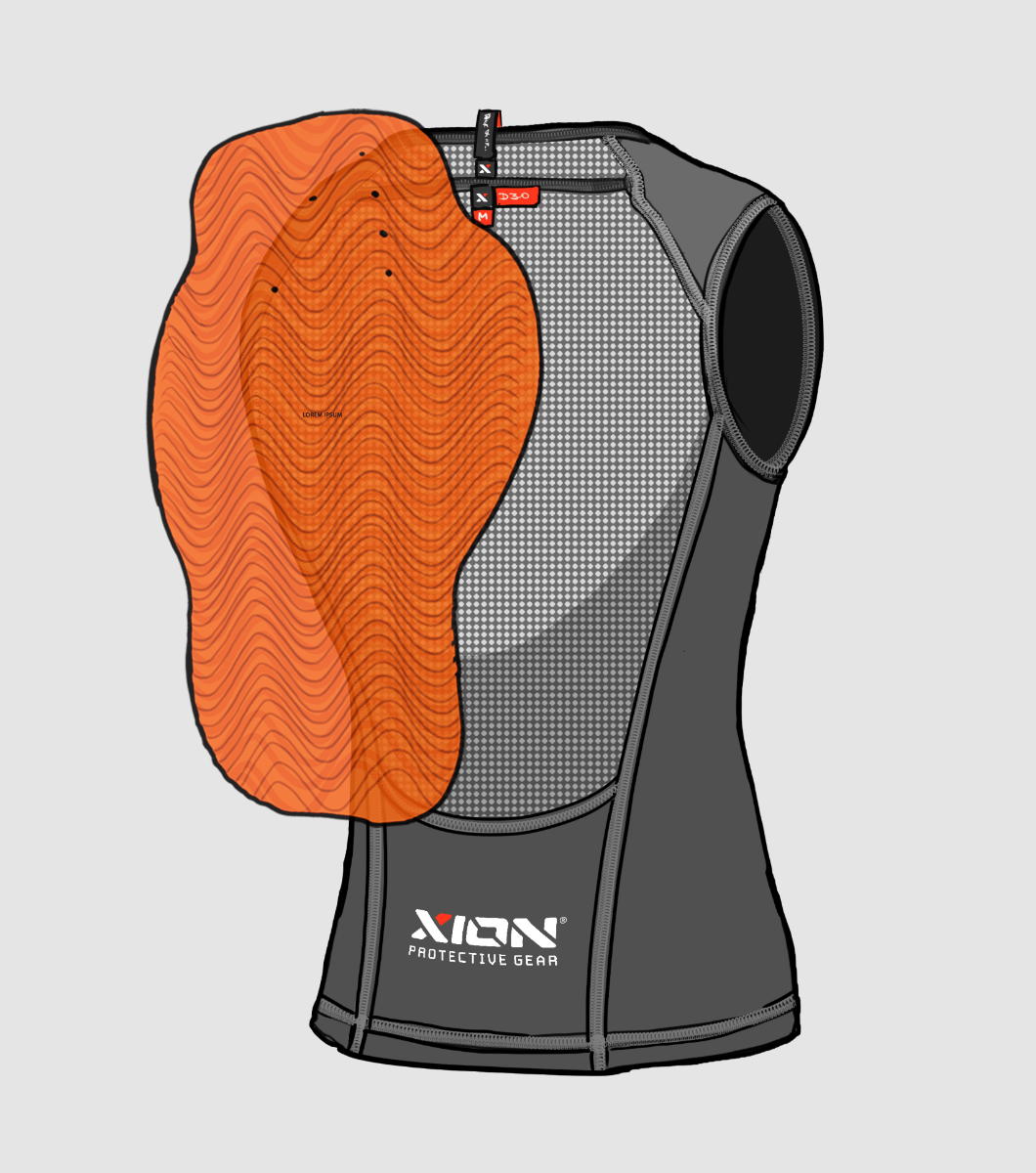 XION Freeride Lite D30 Protective Ski/Snowboard Vest - Wetndry boardsports - Back Pad