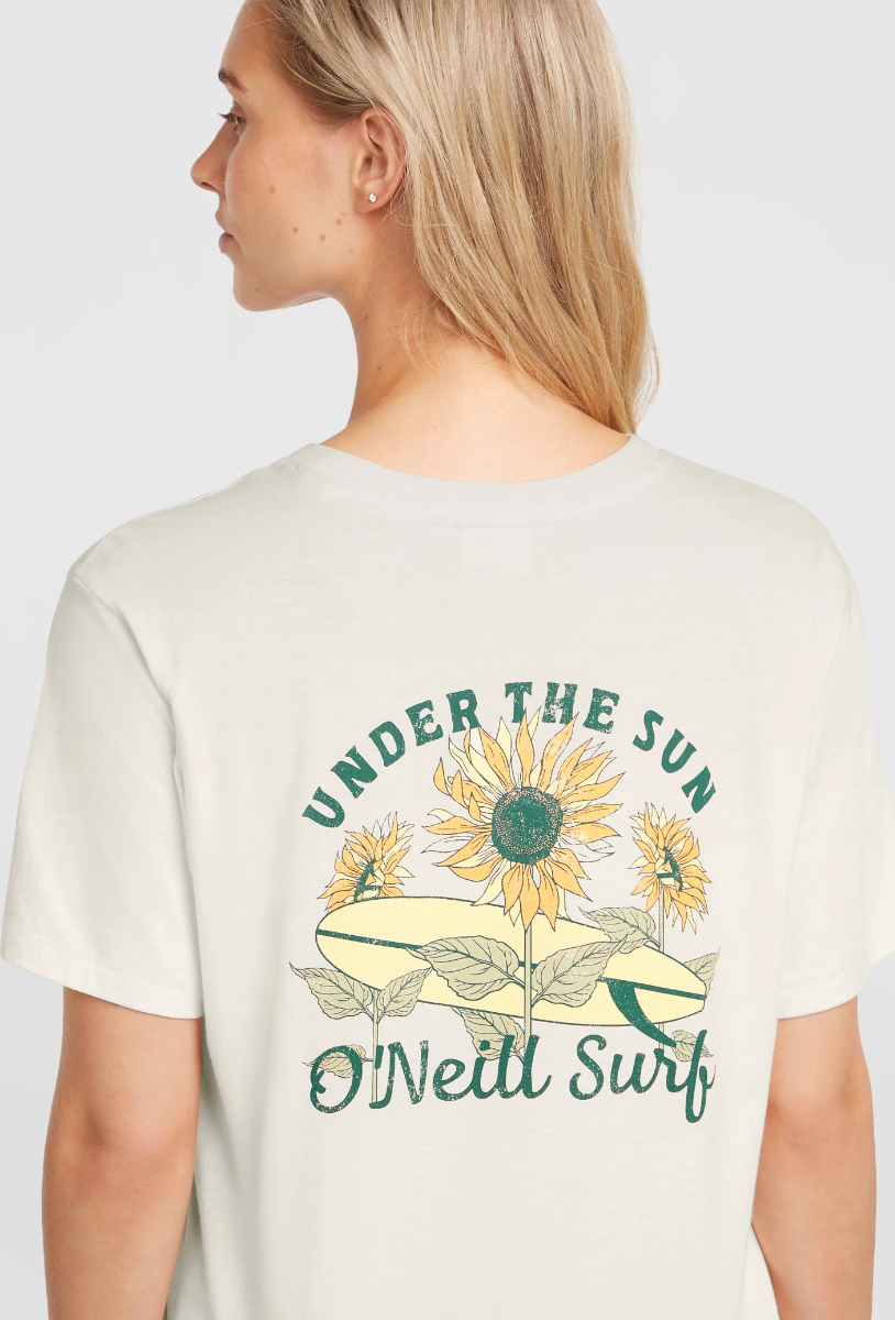 O'neill Womens Boxy Back Print T-Shirt (Snow White) - Wetndry Boardsports - Model