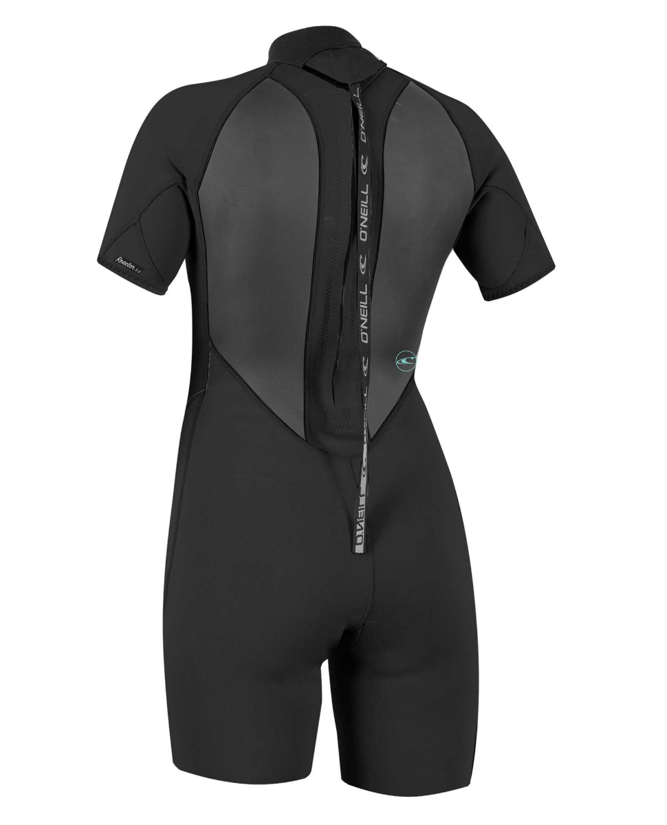 O'Neill Womens Reactor II 2mm Back Zip Shorty Wetsuit (Black) - Back