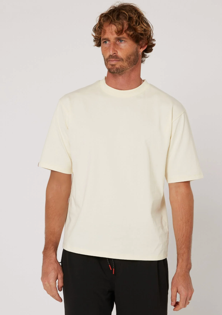 Follow Modern Tee (Cream) - Wetndry Boardsports - Model