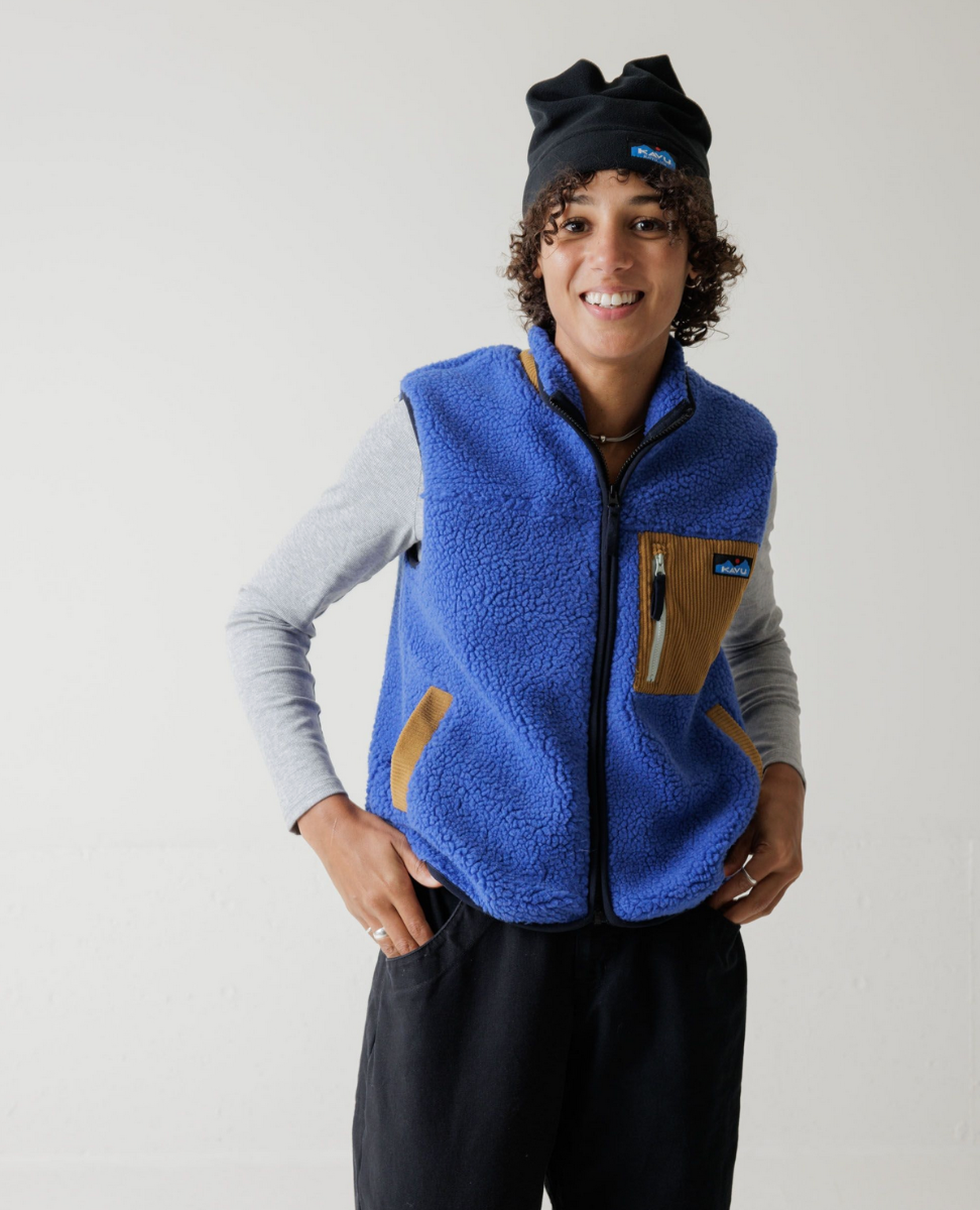 Kavu Womens Ozette Fleece Vest (Admiral Blue) - Wetndry Boardsports - model