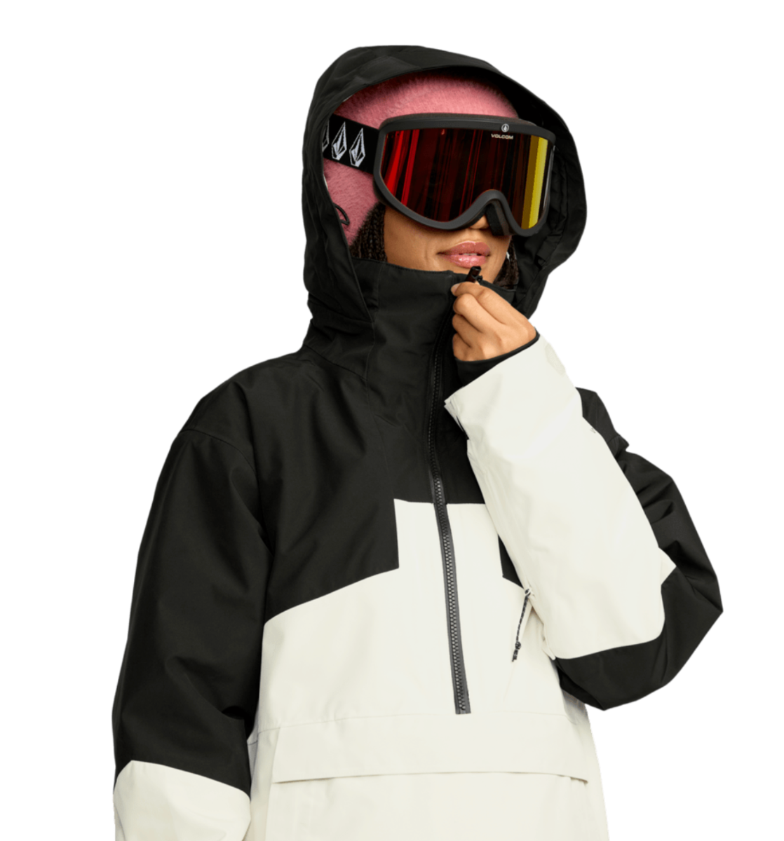Volcom Womens Fern Gore Insulated Pullover Snowboard/Ski Jacket (Bone) - Wetndry Boardsports - Hood