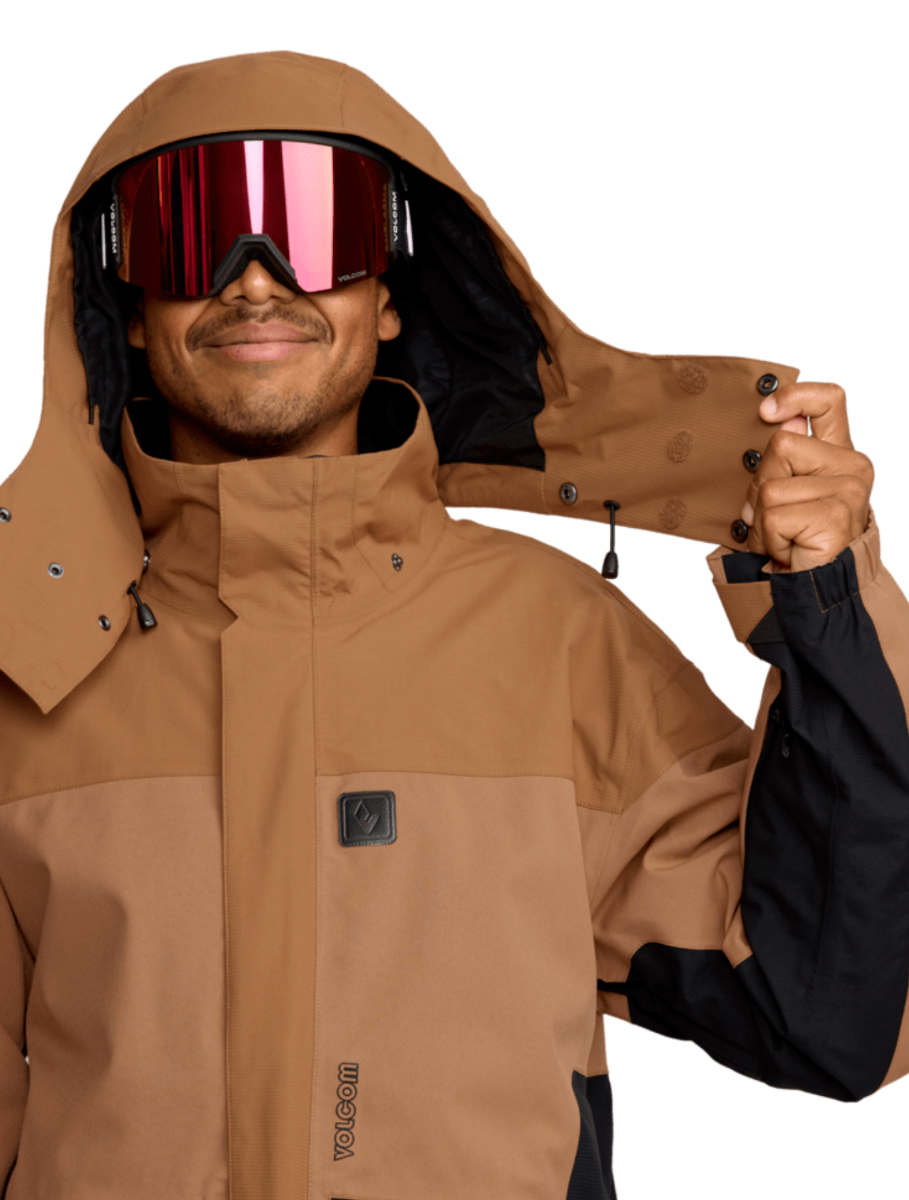 Volcom Kleveland Snowboard/Ski Jacket (Terra Brown) - Wetndry Boardsports - Hood