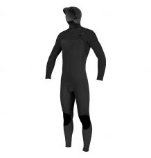 O'Neill Hyperfreak 5/4+ Chest Zip W/Hood Wetsuit 2022 (Black)