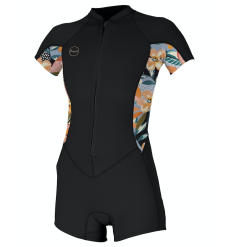 O'Neill Women's Bahia 2/1mm Front Zip S/S Spring Wetsuit (Demi Floral)