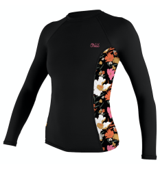 O'Neill Womens Side Print Long Sleeve Rashguard (Black/Blue)