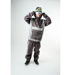 Brethren Baseline Pullover Snowboard Jacket (Charcoal/Voltage)