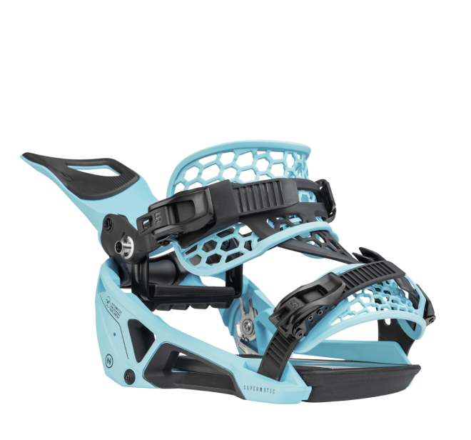 Nidecker Supermatic Snowboard Bindings 2024 (Cyan) - Wet N Dry Boardsports