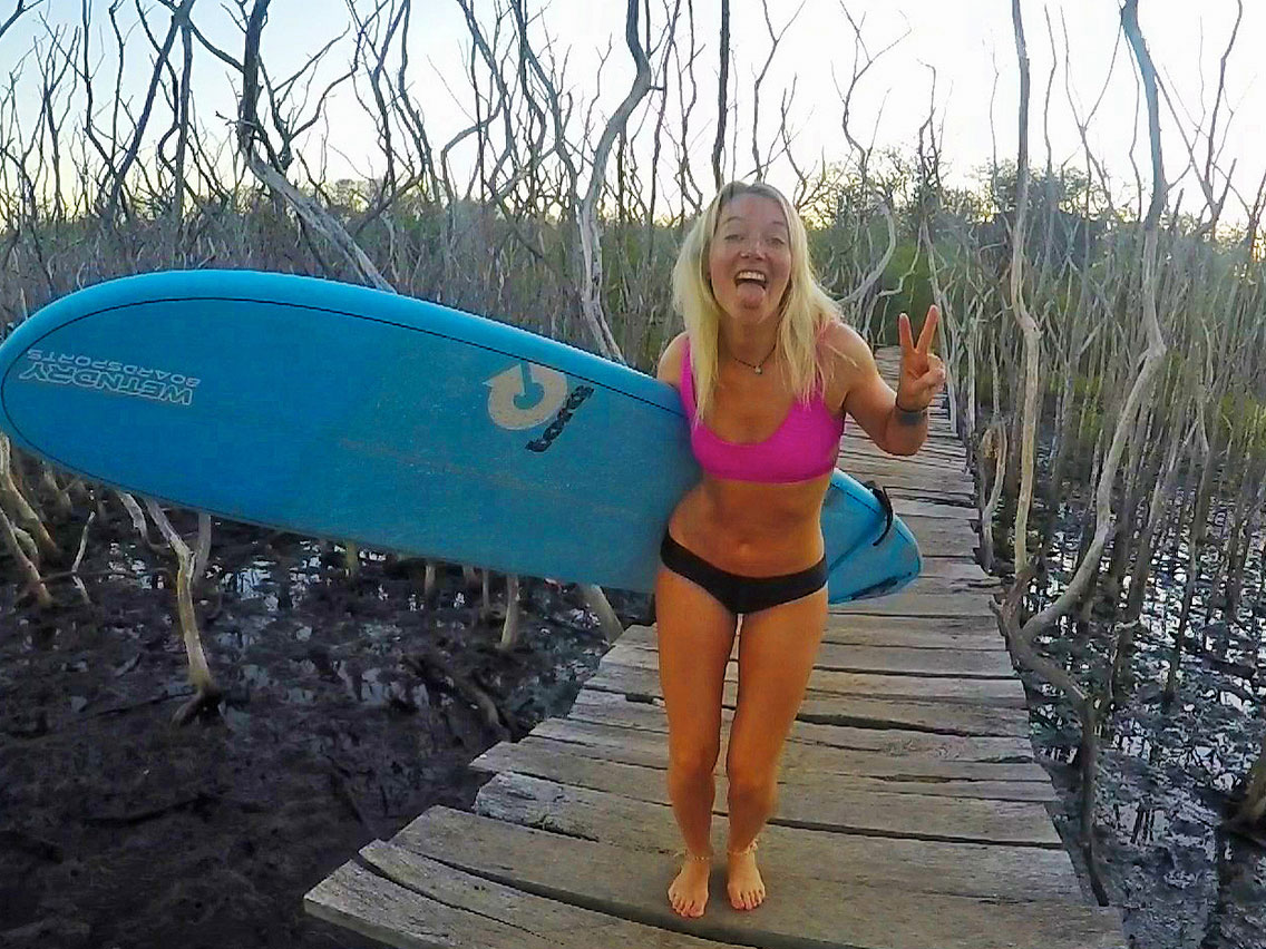 Hannah with Surfboard